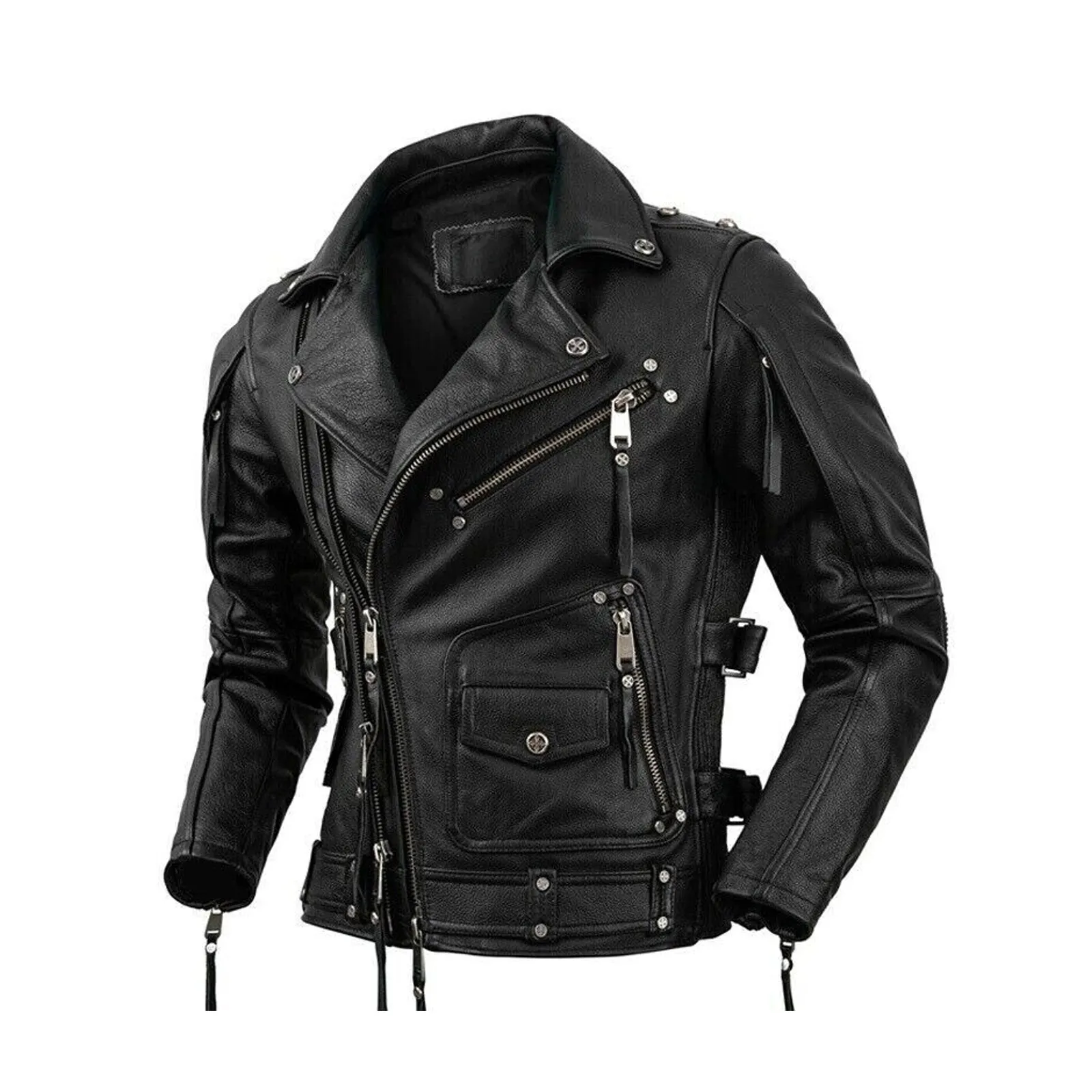Jaket kulit sapi asli untuk pria, jaket kulit sapi asli PREMIUM pengendara sepeda motor warna hitam pengendara sepeda motor untuk pria