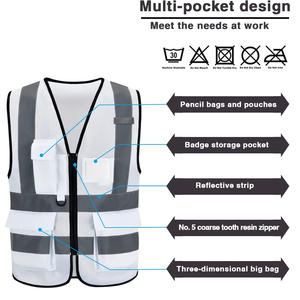 T-shirts de moto bon marché visibles élevés gilet réfléchissant multi-poches personnalisé - Product Image 6