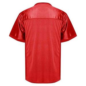 Maillot de football américain court personnalisable unisexe de haute qualité 100% maille de polyester respirant évacuant l'humidité couleur rouge - Product Image 2