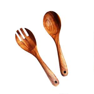 WOODEN SALAD SERVER in <b>BLACK</b> RESIN HANDLE Latest Design Kitchenware Handmade Items Made Bay Acacia & Mango <b>Wood</b> - Product Image 1