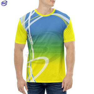 Peso ligero Nuevo diseño Hombres Logotipo personalizado Impresión Cuello redondo Hombres Sublimación Camiseta transpirable con mangas cortas - Product Image 1