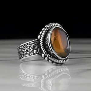 Occhio di tigre occhio di pietra modello 925 argento Sterling anello da uomo Design speciale