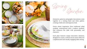 Set di Stoviglie in Porcellana da 18 Pezzi, Resistente, con Motivi Floreali e Vegetali, Collezione Spring Garden di Excelsa, Design Italiano, Piatti Rotondi Bianchi - Product Image 6