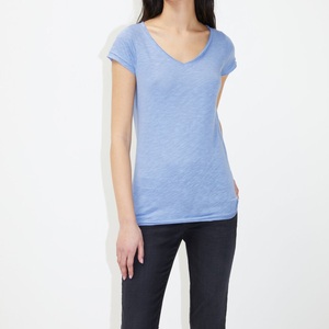 Camiseta corta con cuello en V de diseño único para mujer, 180GSM, mezcla de algodón y spandex, cómoda y sexy, para mujer, de BD. - Product Image 4