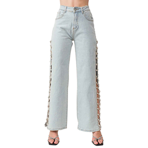 High-Waist 2024 <b>Stretch</b> Denim Pants Women Casual Cargo Baggy Jeans Multi-Pocket High Quality Fashion Pant OEM Serviced - Product Image 4