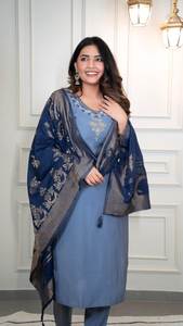 Latest Indian Outfit Premium Roman Silk With Hand Work <b>Kurti</b> Pent And Dupatta Worldwide Supplier <b>For</b> Sale <b>Woman</b> Fashion - Product Image 3