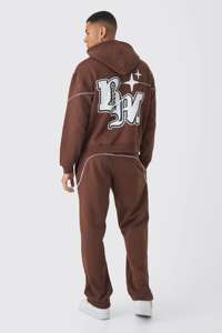 Mejor Venta de invierno Plus Size Chocolate Boxy Chándal Hombres Venta al por mayor de encargo del logotipo de impresión Sudadera con capucha Jogger Sweatsuit Gym Active Wear - Product Image 2