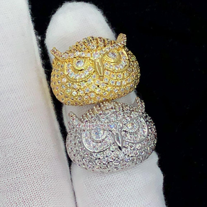 RRP Diamante Hermoso 14K Oro Diamante natural Forma de búho Compromiso personalizado Boda Hiphop Anillo para hombres Hecho EN LA India - Product Image 1