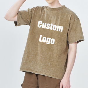 250 GSM 100% algodón pesado lavado camiseta logotipo personalizado Vintage ácido lavado camiseta para hombres - Product Image 2