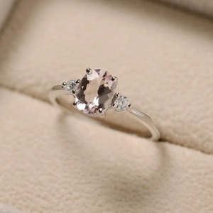 Real Natural Morganite Engagement <b>Ring</b> Sterling <b>Silver</b> Oval Cut Pink Stone Vintage Christian Style Prong Set Gemstone <b>Ring</b> - Product Image 4