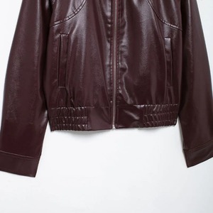 แจ็กเก็ตหนัง PU สำหรับผู้หญิง, เสื้อแจ็คเก็ตหนังมีซิปปกแบบลำลองเสื้อโค้ทไฮสตรีทมอเตอร์ไซต์ - Product Image 4
