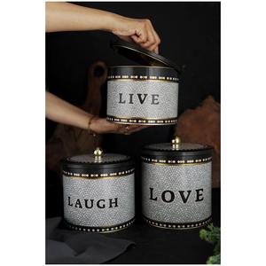 ชุดกระป๋องโลหะทรงกลมขนาดเส้นผ่านศูนย์กลาง175มม. (3ชิ้น) ดีไซน์โมเสกลวดลายเรขาคณิต - Product Image 1