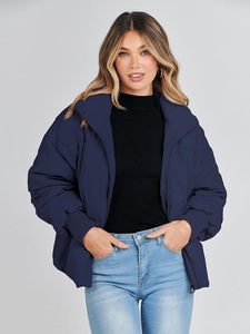 women's puffer jacket lined quilted <b>padded</b> insulated warm coat with zipper closure breathable stylish Puffer jacket - Product Image 6