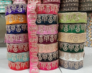 Cordones de trabajo de hilo bordado hechos a medida con opciones multicolores en bordado de lentejuelas en 2 pulgadas de ancho para reventa. - Product Image 5