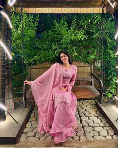 Traje Sharara Salwar Kameez de Bollywood para Mujer, Estilo Pakistaní Indio, para Bodas y Fiestas, Largo hasta el Suelo, de Secado Rápido, Exportación Radhe - Product Image 4