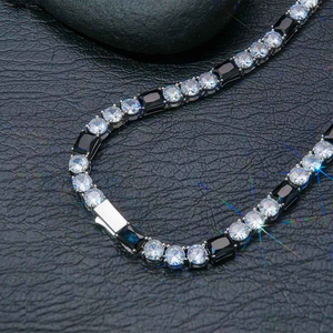 Lujo negro blanco Baguette Moissanite diamante tenis cadena Unisex joyería regalo para compromiso aniversario y celebraciones - Product Image 4