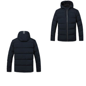 Veste bouffante d'extérieur d'hiver avec logo personnalisé pour hommes, avec col montant, tissu enduit de toile chaude à bulles, vente en gros - Product Image 3