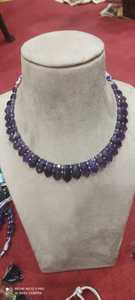 Collar de piedras preciosas naturales facetadas de un solo lado de amatista púrpura cuentas de forma elegante - Product Image 4