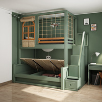 Lits Superposés en Bois pour Enfants Taille Double, Design Moderne, Multifonctionnels, avec Escaliers et Bibliothèque