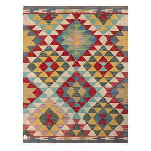 Alfombra Kilim de Maimana, Afganistán, 198 x 151 cm, Juego de Alfombras - Product Image 1