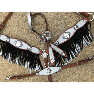 Western headstall with Brass-SS Buckle featuring Custom Logo <b>basket</b> <b>weave</b> western horse breast collar in Wholesale Price - Product Image 4
