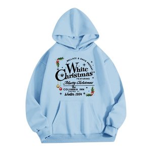 White Christmas Theme Winter Digital Printing Fleece Pullover Hoodie Warm & Cozy Unisex Sweatshirt - Product Image 4