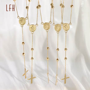 도매 종교 묵주 목걸이 18k 순금 성모 마리아 보석 십자가 목걸이 Au750 골드 18k 진짜 18k 진짜 금 보석 - Product Image 4