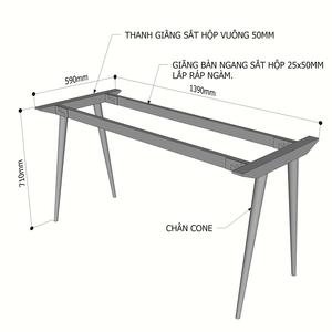 Pieds de table en fonte assemblés de style minimaliste CONE Concept 140x60 pour table à manger et mobilier hospitalier Modèle HCCO003 - Product Image 2