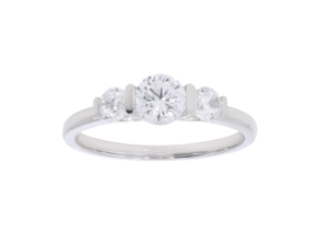 Bague de fiançailles moderne à 3 pierres en or blanc 14 carats avec diamants ronds de 0,90 ct cultivés en laboratoire bagues en diamant sophistiquées OEM vente en gros - Product Image 6