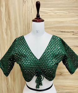 Blusa bordada de trabajo de secuencia de ropa india tradicional de moda para mujer lista para usar en precio al por mayor étnico - Product Image 5