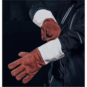 Customize Heat Insulation <b>Welder</b> Safety Hand Gloves Men Cowhide Leather <b>Tig</b> Welding Work Gloves - Product Image 2