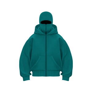 Custom Men's Heavyweight Oversize Doble Zip up Drop Shoulder sudaderas con capucha de los hombres sobre la cara sudaderas - Product Image 1