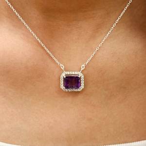 Colgante de Amatista Natural con Diseño Romántico Vintage, Forma de Corazones, Plata de Ley 925 Chapada en Oro, para Aniversario o Boda - Product Image 4