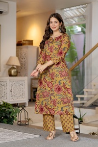 Women Mustard Floral Printed Cotton Salwar Kameez Set With Matching Dupatta | Traditional Ethnic Casual Wear | Regular Fit India - Product Image 5
