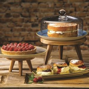 ถาดไม้อาซาเซียแบบเท้าสูงทำจากไม้อะคาเซียแท่นวางเค้กและผลไม้ทนทานสูง - Product Image 5