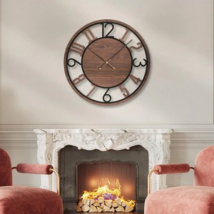 Elegante Reloj de pared de madera redondo con diseño moderno minimalista perfecto para dormitorio, sala de estar, cocina, oficina y decoración de pasillo - Product Image 5
