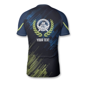 Impresión de logotipo Rashguard de manga corta personalizable disponible Material elástico de primera calidad para entusiastas del fitness y amantes del agua - Product Image 3