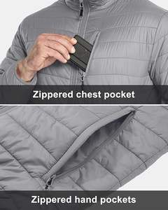 Men's Casual <b>Lightweight</b> Puffer <b>Jacket</b> Solid Pattern Breathable <b>Waterproof</b> Windproof Zipper Cotton <b>Packable</b> Winter Outer Wear - Product Image 4