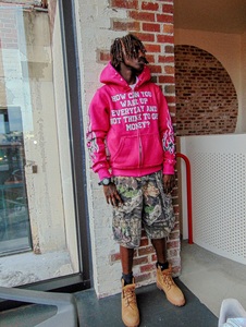 Custom Heavyweight Screen Print Zip Up Hoodie Oversized Vintage Distressed Zipper up 100% Cotton Rhinestone Zip Hoodies 2025 - Product Image 6