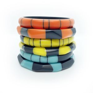 HACER joyería resina acrílico pulsera brazalete exagerado deslumbrante Multicolor ancho Irregular cuadrado acrílico pulseras mujeres - Product Image 1