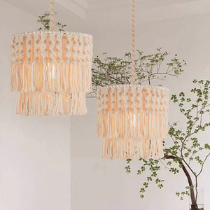 Lampada lampadario in cotone <span class=keywords><strong>macramè</strong></span> nuovo Design nodo stile bohémien di illuminazione a soffitto per soggiorno sala cablaggio artigianale India - Product Image 1