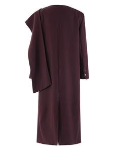 เสื้อเบลเซอร์ตัวยาวคอกลมแขนยาวสำหรับผู้หญิงสีน้ำตาลไม่สม่ำเสมอ, 2025แฟชั่นฤดูใบไม้ผลิฤดูใบไม้ร่วง - Product Image 5