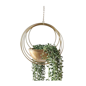 Vente en gros Jardinières décoratives pour jardin intérieur et extérieur Jardinières attrayantes suspendues en métal doré Accessoires pour pots de plantes et conteneurs d'herbes - Product Image 1
