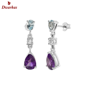 Boucles d'oreilles de luxe de qualité haut de gamme boucles d'oreilles en argent sterling 925 grenat naturel multi pierres précieuses pour les femmes - Product Image 5