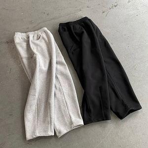 Pantalon de survêtement ample personnalisé avec logo, poids lourd, taille élastique, confortable, jambes larges, coton, pantalon décontracté pour homme - Product Image 2