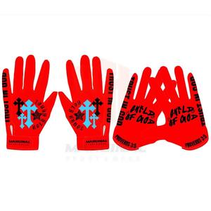 Nouvelle conception, couleur personnalisable, gants de football américain à doigts complets, sangle de poignet réglable, fermeture à boucle et crochet, antidérapant, sport - Product Image 5