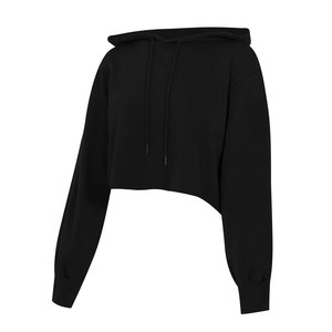 Sudadera con capucha corta clásica Capital para mujer 55% algodón 45% Spandex de gran tamaño recortada estilo hombro caído Terry Willow Top - Product Image 3