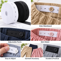 Bande élastique noire et blanche à boutonnière, épaisse et réglable, pour pantalons d'enfants, accessoires vestimentaires