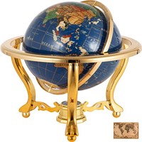 Globe du monde multicolore en métal robuste avec des détails complexes et des fournitures de support de concepteur uniques plaquées or de haute qualité