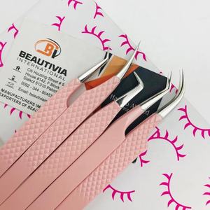 Pinzas de extensión de pestañas de acero inoxidable de alta calidad personalizadas Punta puntiaguda profesional Etiqueta privada Recubrimiento de color personalizado - Product Image 4